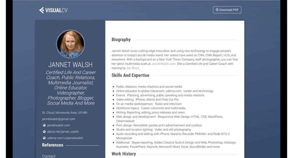 VisualCV resume builder with premium templates and multiple export formats