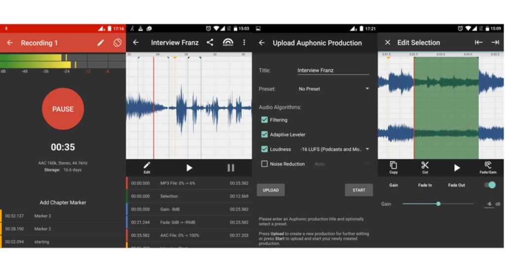 Auphonic audio post-production software for optimizing sound quality in podcasts and recordings