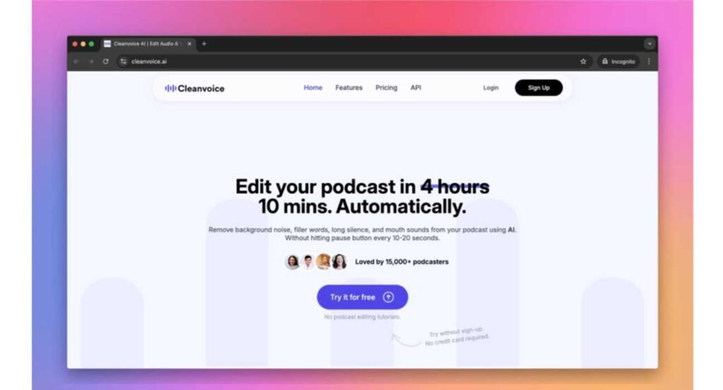 Cleanvoice AI tool for automatically removing filler words and noise from podcast audio