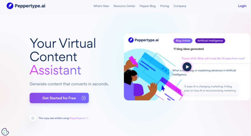 Peppertype.ai AI assistant for generating marketing and creative content at scale