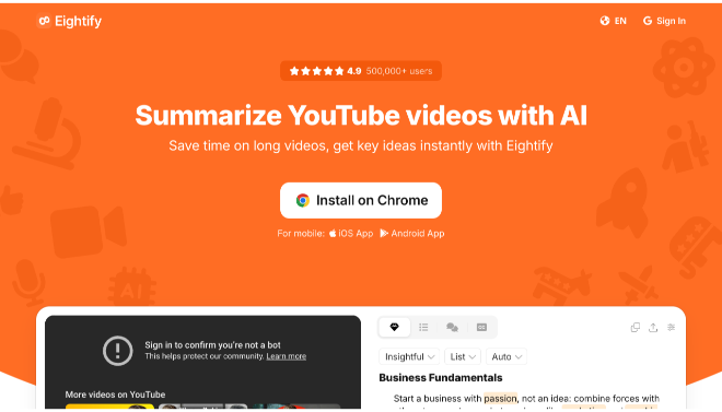 Eightify – AI YouTube Summarizer