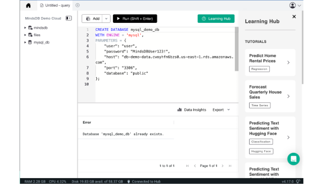 Tool – MindsDB Tagline – The AI Data Automation Solution