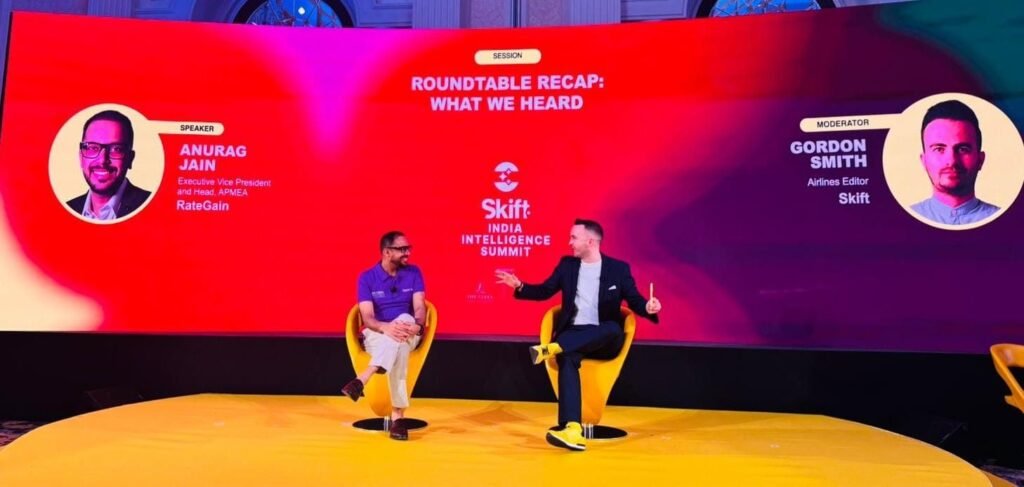 Anurag Jain in conversation with Skift Airlines Editor Gordon Smith at Skift India Intelligence Summit