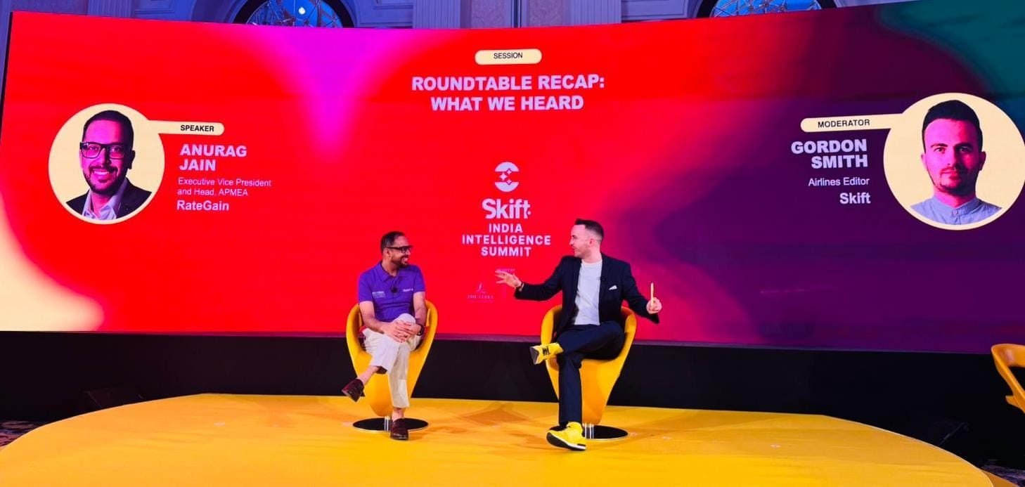 Anurag Jain in conversation with Skift Airlines Editor Gordon Smith at Skift India Intelligence Summit
